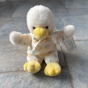 Vintage Prestige Little Wonders Duck Plush Rattle NWT 10.5" Baby Pajamas 80s 90s